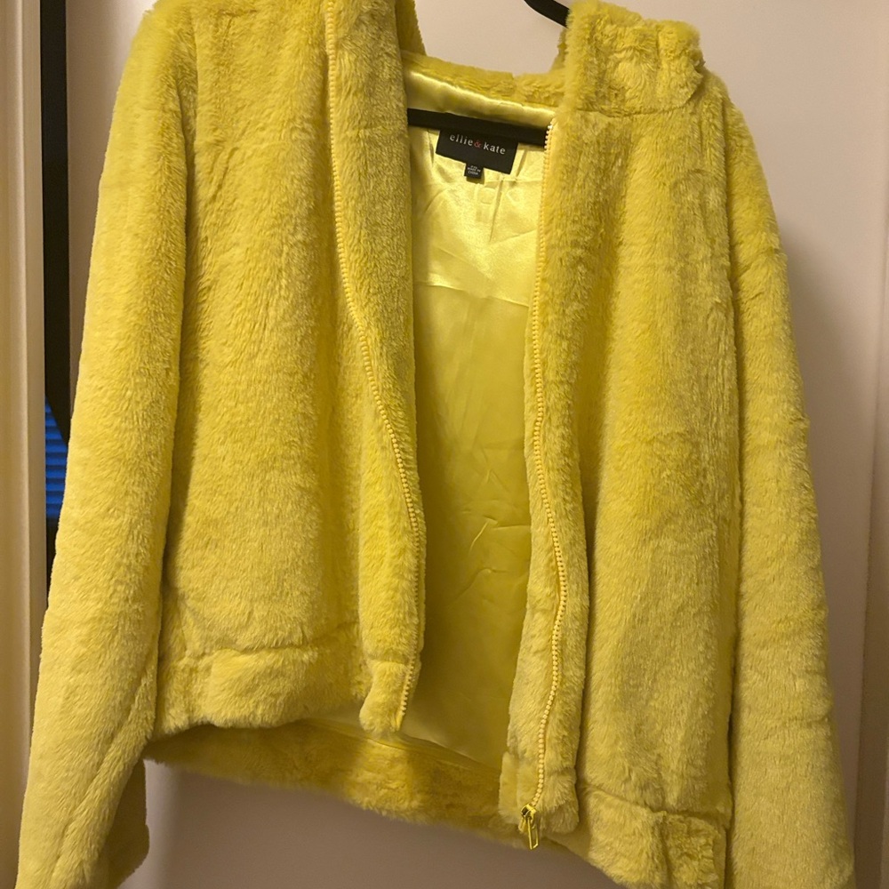 Yellow Faux Fur Jacket